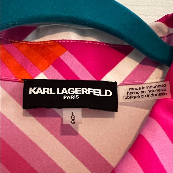 Karl Lagerfeld Pink and Orange Geometric Blouse - only worn once! - Picture 2 of 7